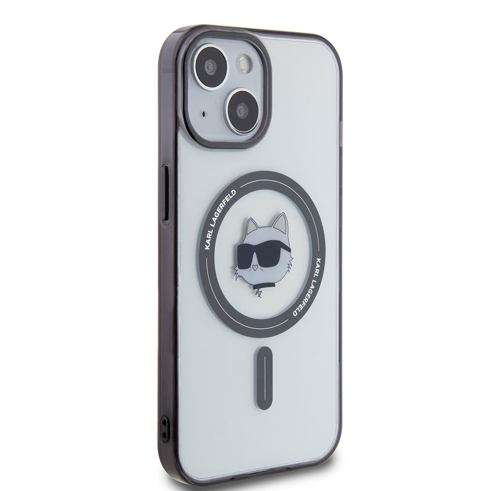 Husa MagSafe pentru Apple iPhone 15, Karl Lagerfeld, IML Choupette's Head, Transparenta
