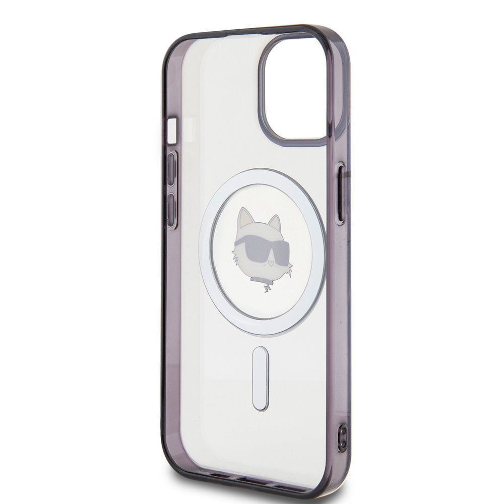 Husa MagSafe pentru Apple iPhone 15, Karl Lagerfeld, IML Choupette's Head, Transparenta
