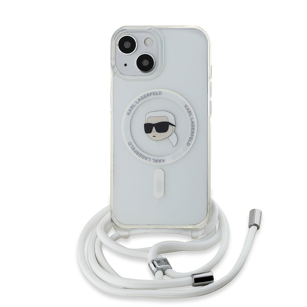 Husa MagSafe pentru Apple iPhone 15, Karl Lagerfeld, IML Crossbody Karl's Head, Transparenta