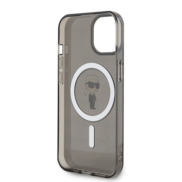 Husa MagSafe pentru Apple iPhone 15, Karl Lagerfeld, IML Ikonik Karl, Neagra
