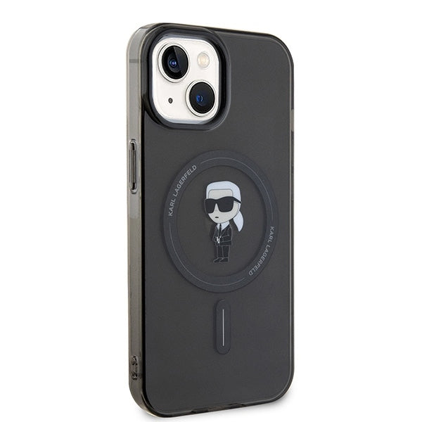 Husa MagSafe pentru Apple iPhone 15, Karl Lagerfeld, IML Ikonik Karl, Neagra