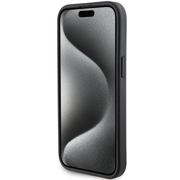 Husa MagSafe pentru Apple iPhone 15, Karl Lagerfeld, Saffiano Gripstand Choupette, Neagra