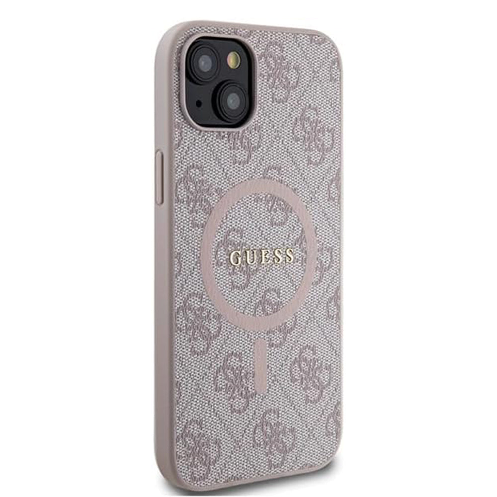 Husa MagSafe pentru Apple iPhone 15 Plus, Guess, 4G Collection, Roz
