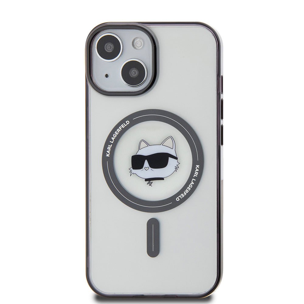 Husa MagSafe pentru Apple iPhone 15 Plus, Karl Lagerfeld, IML Choupette's Head, Transparenta