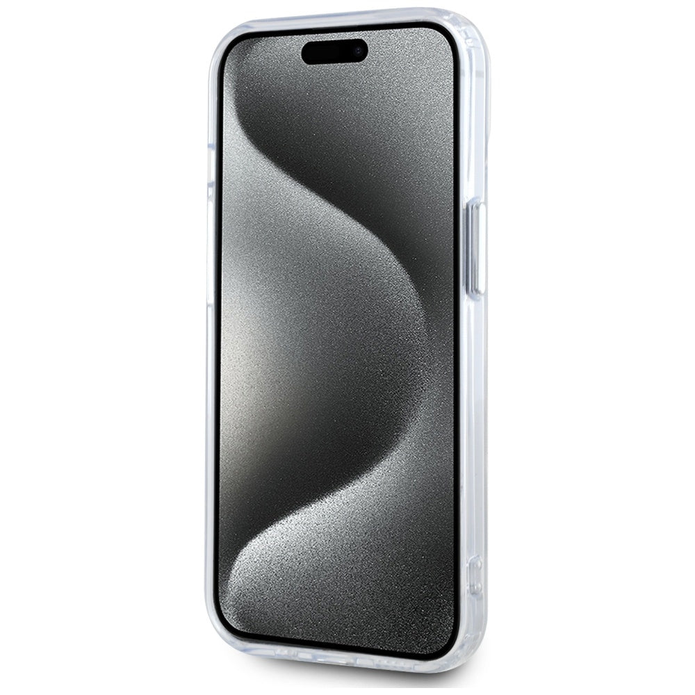 Husa MagSafe pentru Apple iPhone 15 Plus, Karl Lagerfeld, IML Metal Karl's Head, Alba