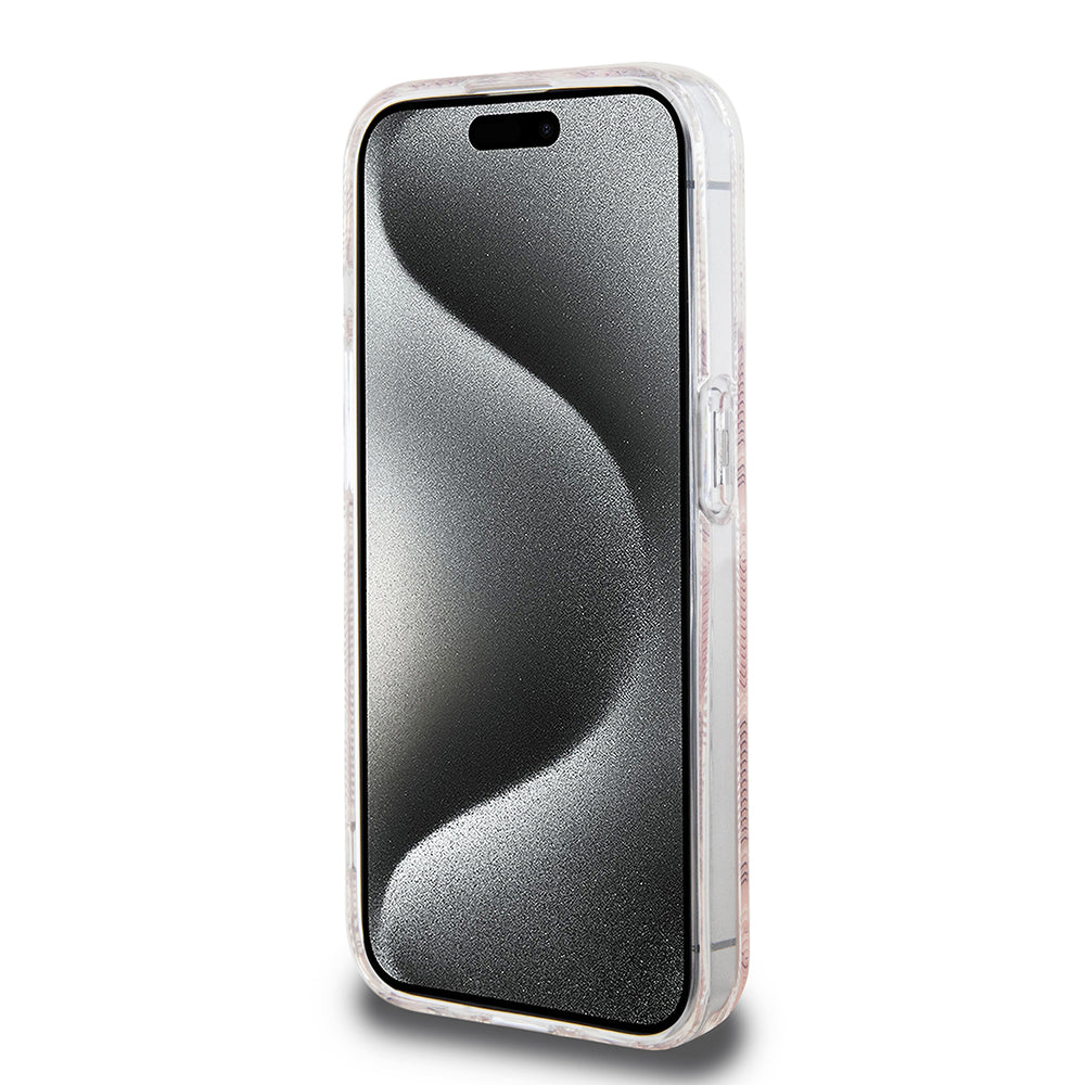 Husa MagSafe pentru Apple iPhone 15 Pro, Guess, IML Gcube, Roz