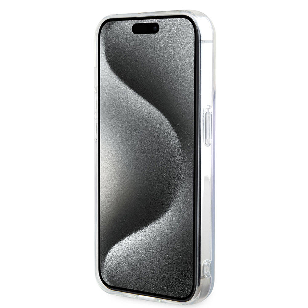 Husa MagSafe pentru Apple iPhone 15 Pro, Guess, IML Iridescent, Mov