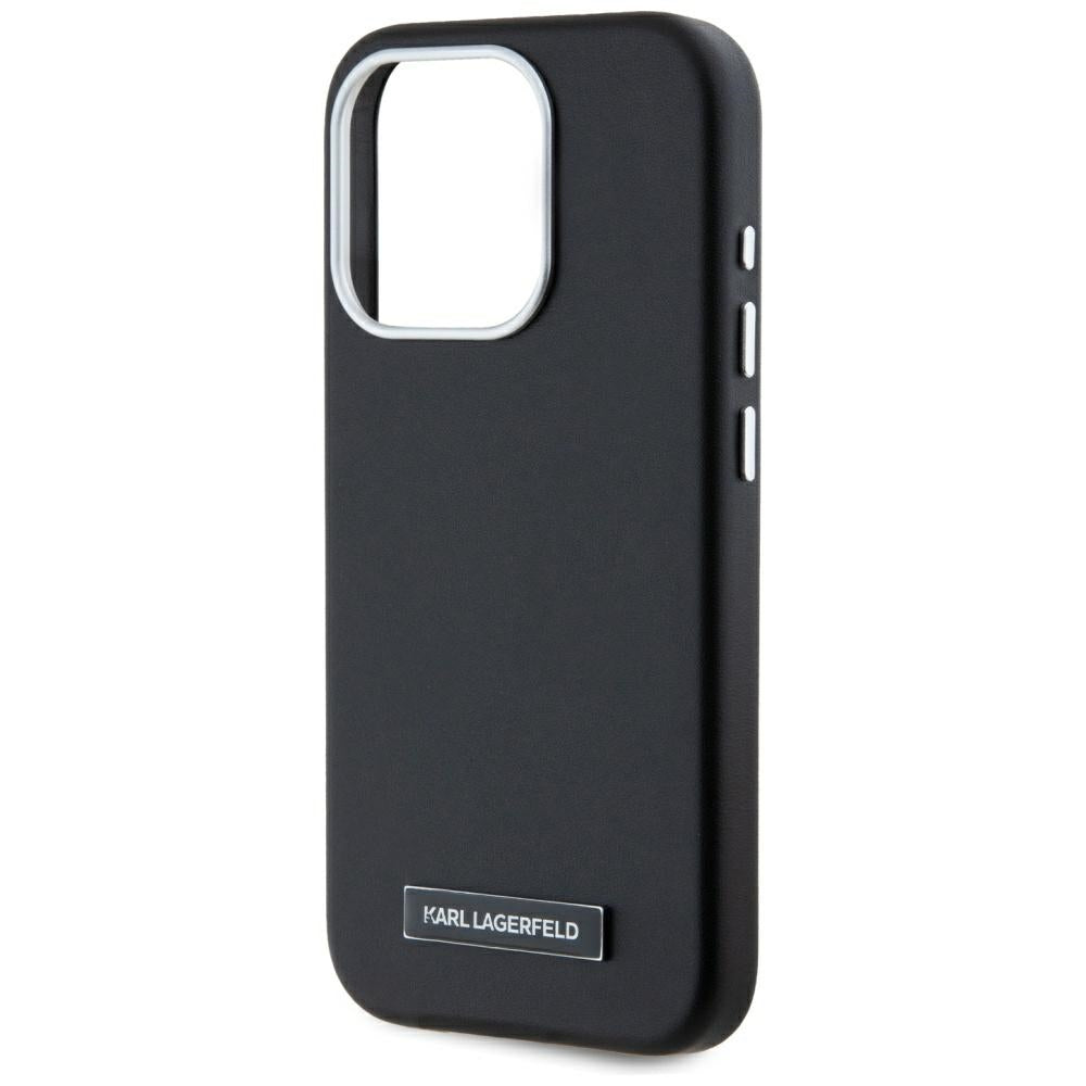 Husa MagSafe pentru Apple iPhone 15 Pro, Karl Lagerfeld, FW Metal Plate, Neagra