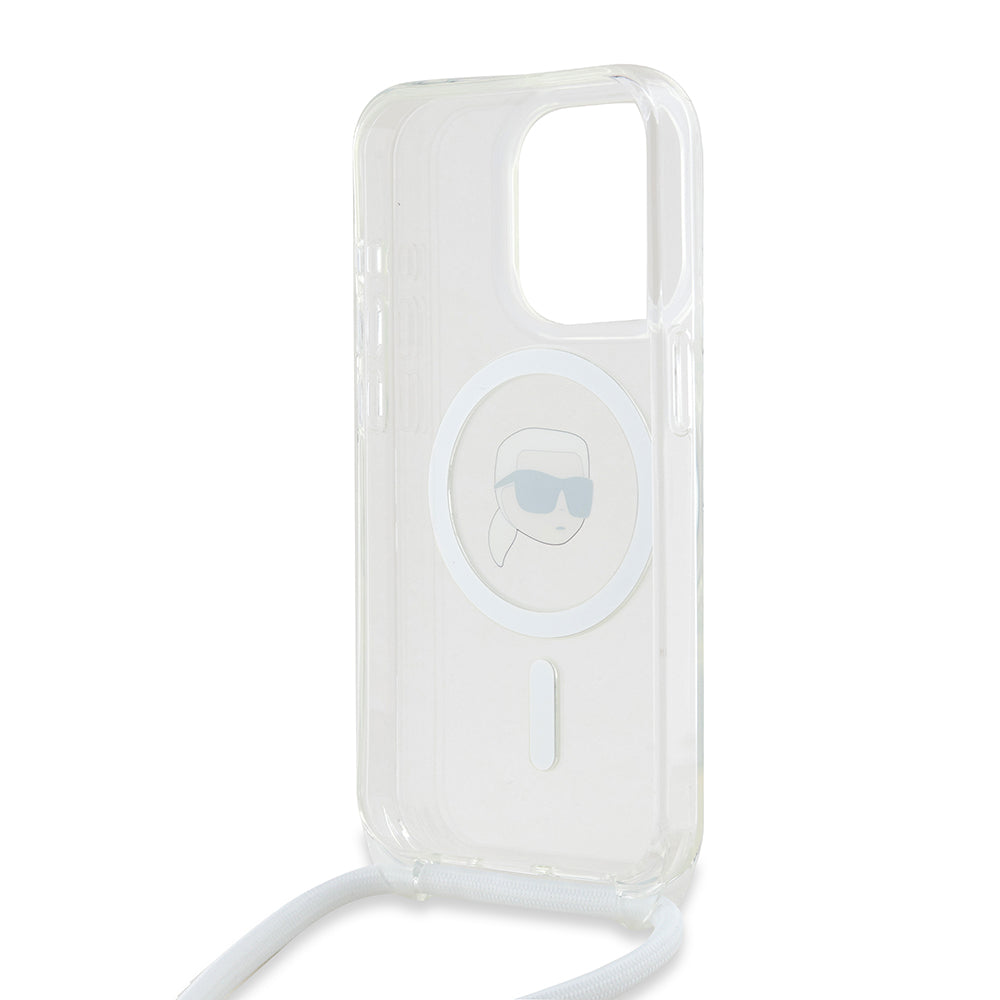 Husa MagSafe pentru Apple iPhone 15 Pro, Karl Lagerfeld, IML Crossbody Karl's Head, Transparenta