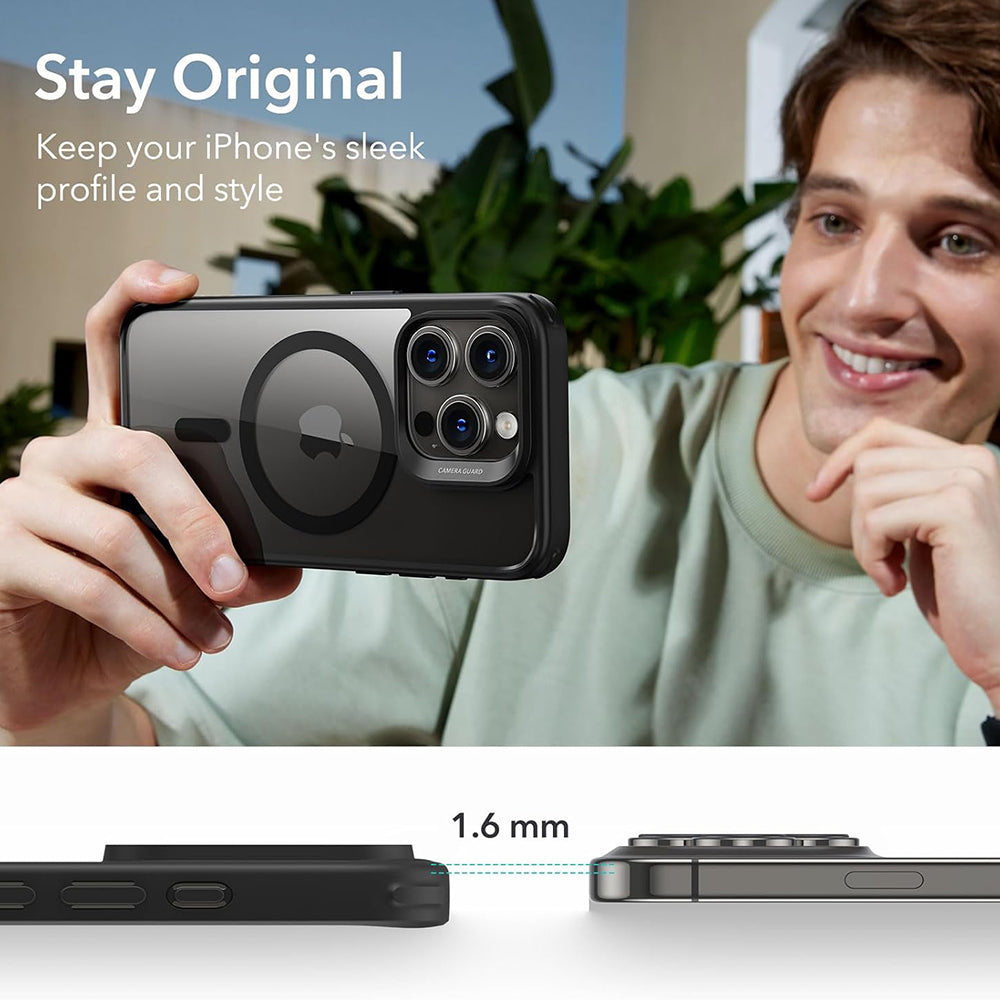 Husa MagSafe pentru Apple iPhone 15 Pro Max, ESR, Classic Hybrid, Neagra Transparenta