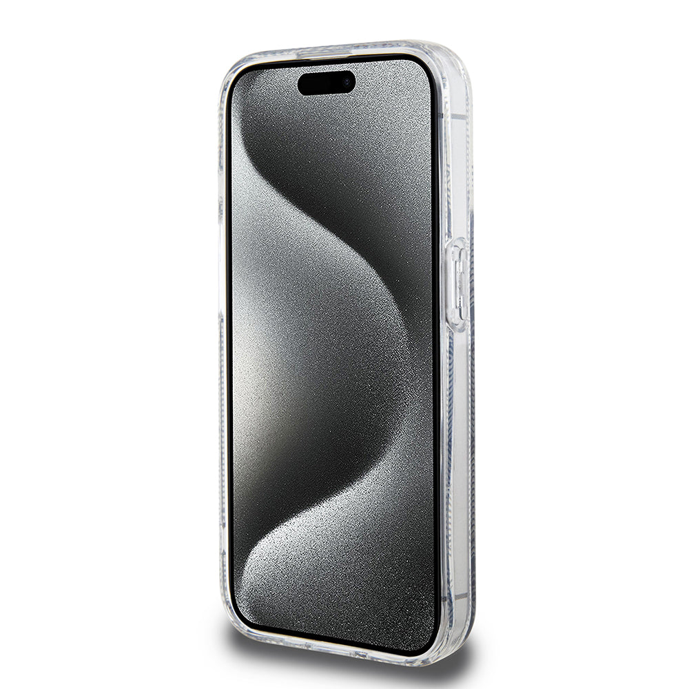 Husa MagSafe pentru Apple iPhone 15 Pro Max, Guess, IML Gcube, Neagra