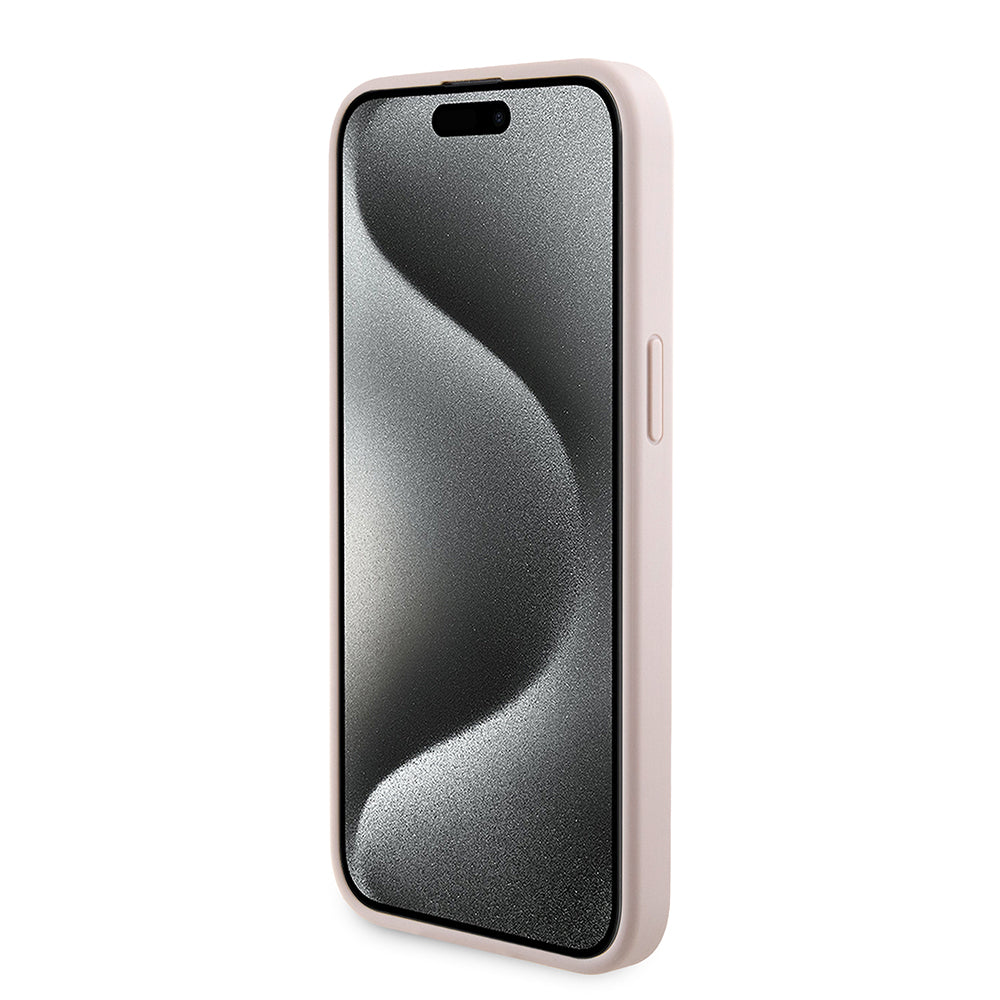 Husa MagSafe pentru Apple iPhone 15 Pro Max, Guess, Powerbank 4G Metal Logo, Roz