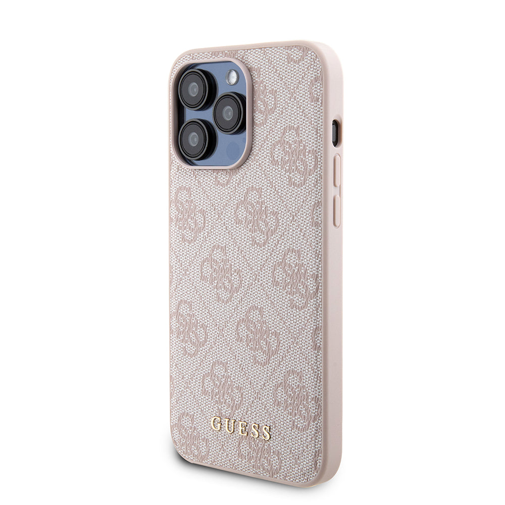 Husa MagSafe pentru Apple iPhone 15 Pro Max, Guess, Powerbank 4G Metal Logo, Roz