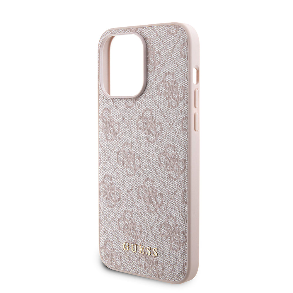 Husa MagSafe pentru Apple iPhone 15 Pro Max, Guess, Powerbank 4G Metal Logo, Roz