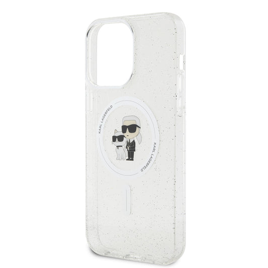 Husa MagSafe pentru Apple iPhone 15 Pro Max, Karl Lagerfeld, Glitter, Transparenta