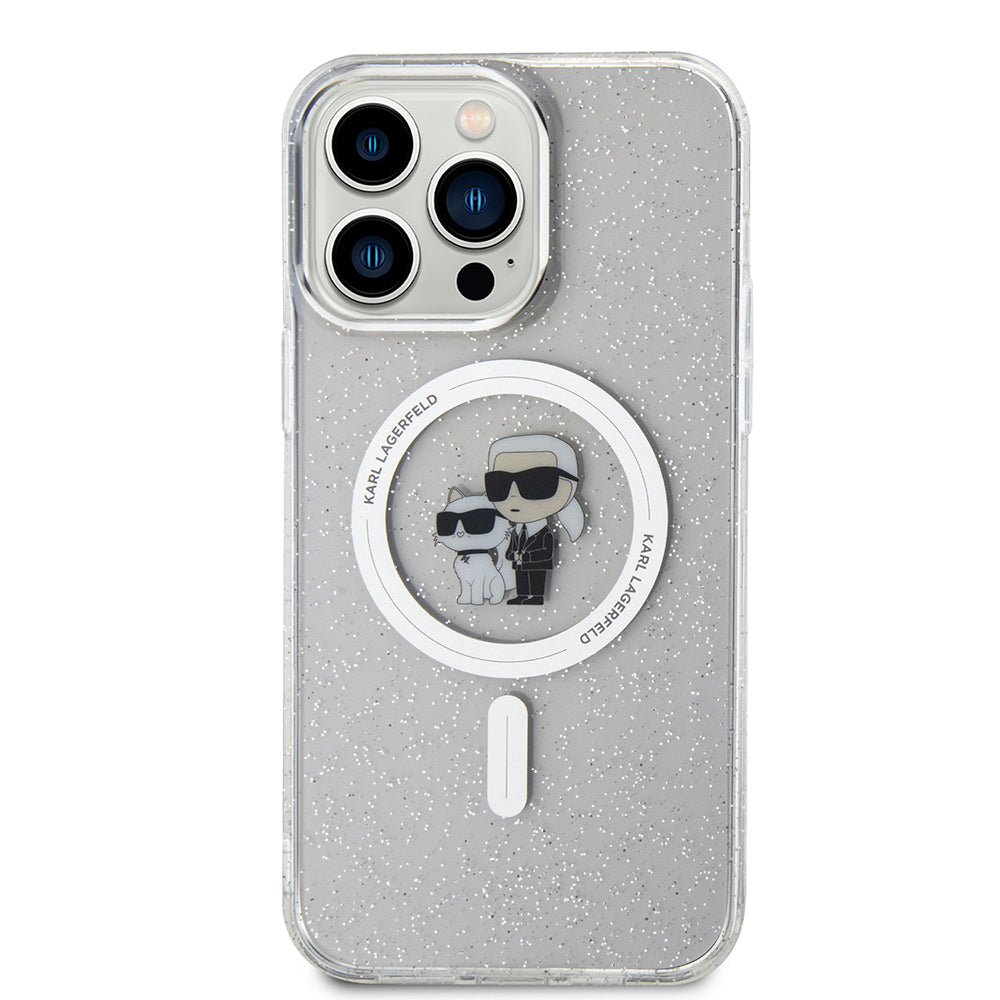 Husa MagSafe pentru Apple iPhone 15 Pro Max, Karl Lagerfeld, Glitter, Transparenta