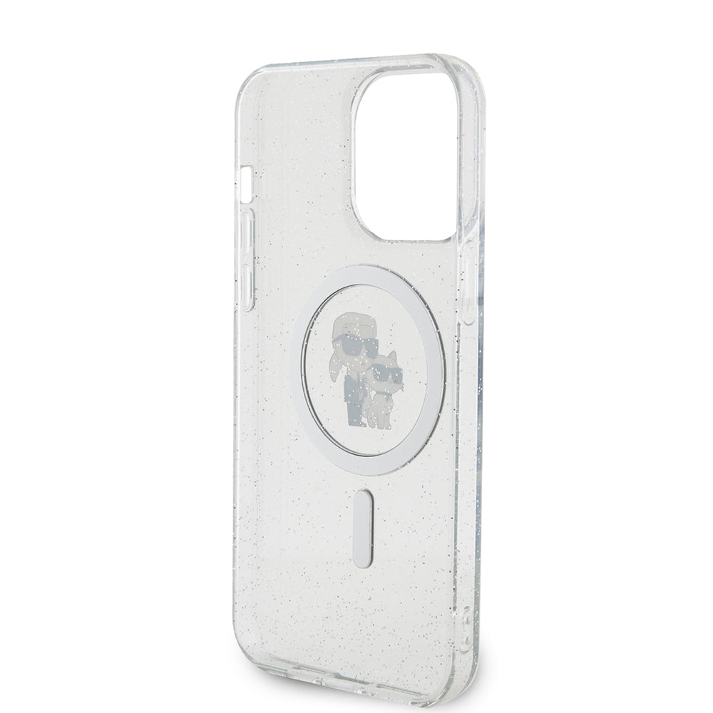 Husa MagSafe pentru Apple iPhone 15 Pro Max, Karl Lagerfeld, Glitter, Transparenta