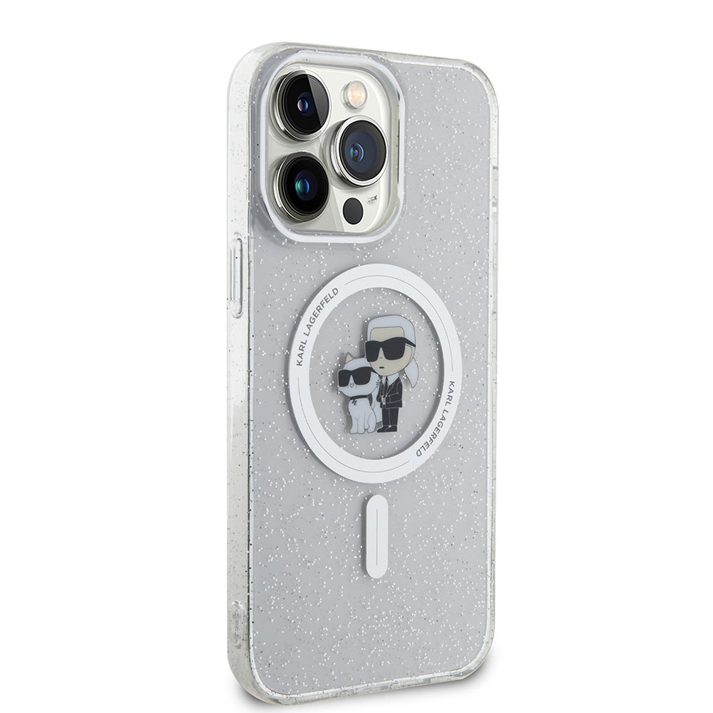 Husa MagSafe pentru Apple iPhone 15 Pro Max, Karl Lagerfeld, Glitter, Transparenta
