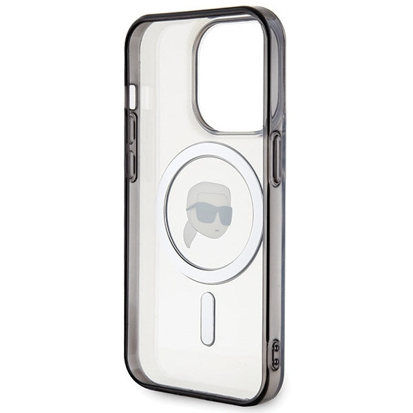 Husa MagSafe pentru Apple iPhone 15 Pro Max, Karl Lagerfeld, IML Karl's Head, Transparenta