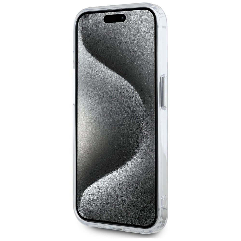 Husa MagSafe pentru Apple iPhone 15 Pro Max, Karl Lagerfeld, IML Metal Karl's Head, Alba