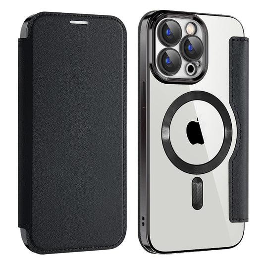 Husa MagSafe pentru Apple iPhone 15 Pro Max, Techsuit, SmartMag Book, Neagra