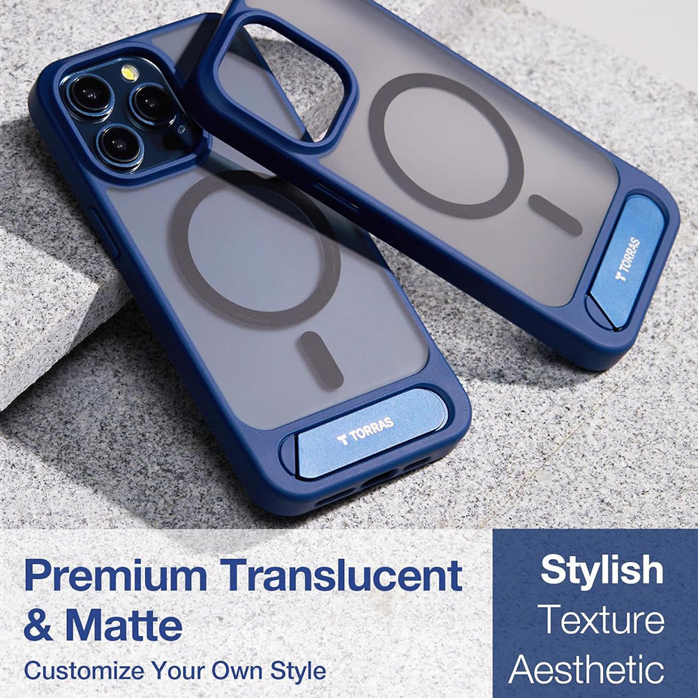 Husa MagSafe pentru Apple iPhone 15 Pro Max, Torras, Pstand, Bleumarin