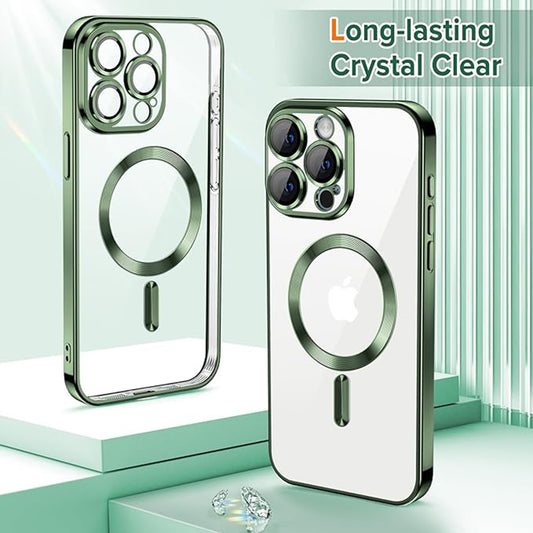 Husa MagSafe pentru Apple iPhone 15 Pro, Techsuit, Luxury Crystal, Verde Inchis