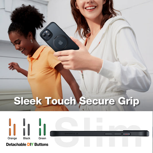 Husa MagSafe pentru Apple iPhone 15, Torras, Ostand Pro, Neagra