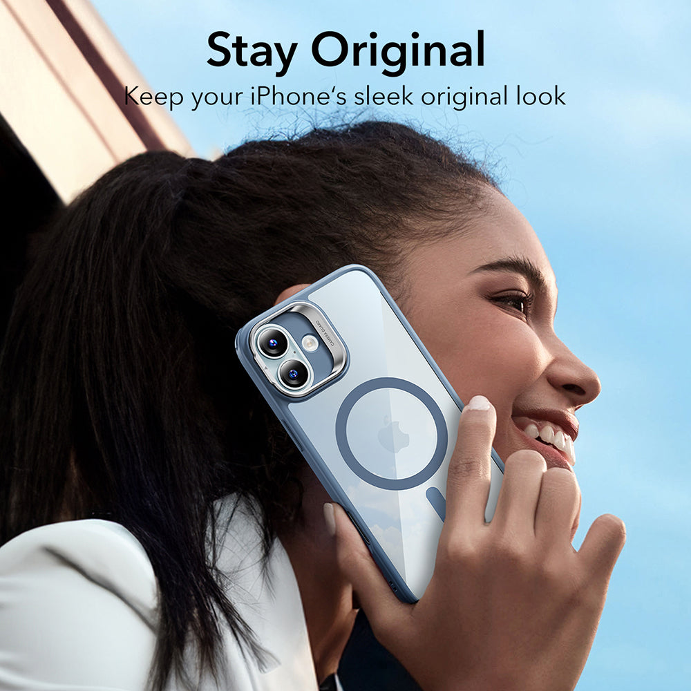 Husa MagSafe pentru Apple iPhone 16, ESR, Classic Hybrid Kickstand, Albastra Transparenta