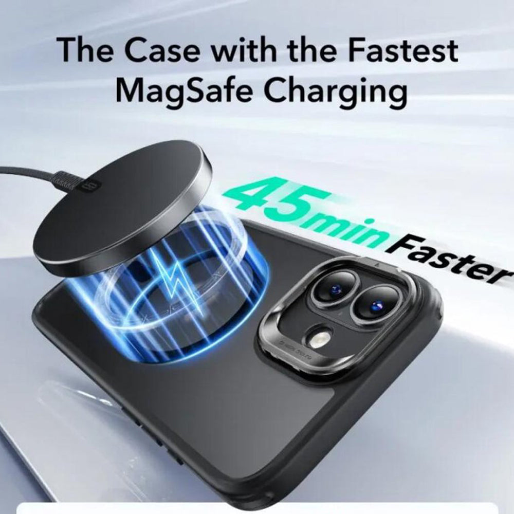 Husa MagSafe pentru Apple iPhone 16, ESR, Classic Hybrid Kickstand Slide, Neagra Satinata