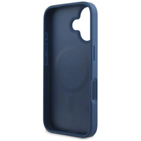 Husa MagSafe pentru Apple iPhone 16, Guess, 4G Printed Stripes, Albastra