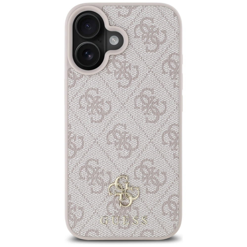 Husa MagSafe pentru Apple iPhone 16, Guess, 4G Small and Classic Logo, Roz