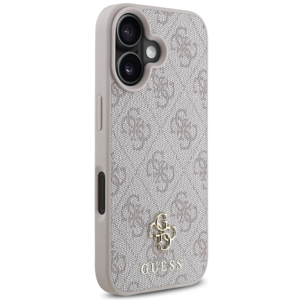 Husa MagSafe pentru Apple iPhone 16, Guess, 4G Small and Classic Logo, Roz
