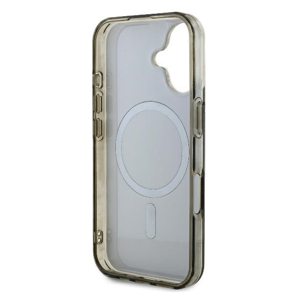 Husa MagSafe pentru Apple iPhone 16, Guess, IML 4G Background, Maro