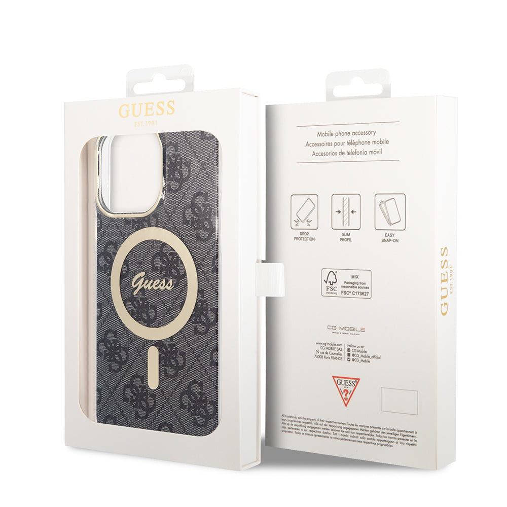 Husa MagSafe pentru Apple iPhone 16, Guess, IML 4G, Neagra
