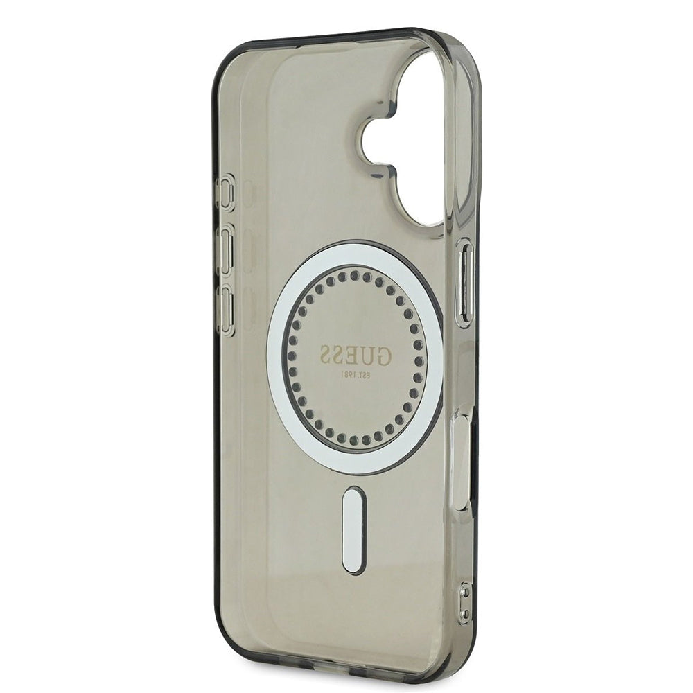 Husa MagSafe pentru Apple iPhone 16, Guess, IML Rhinestone, Neagra