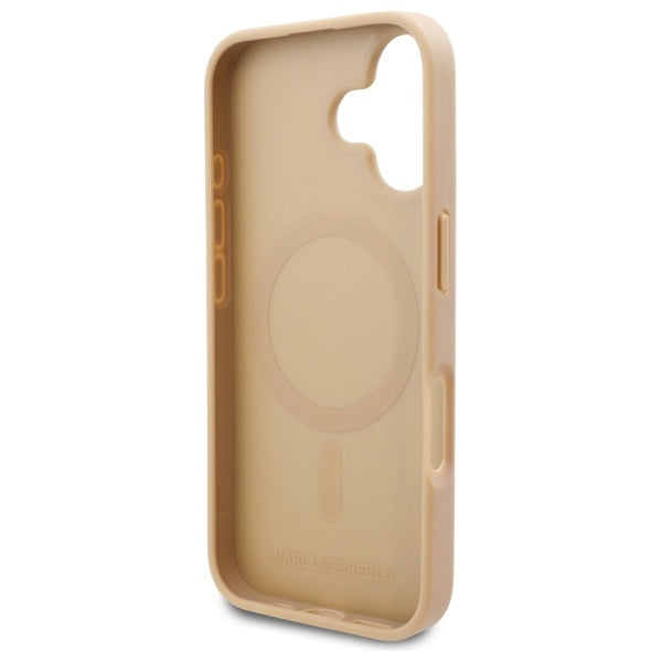 Husa MagSafe pentru Apple iPhone 16, Karl Lagerfeld, Hot Stamp, Bej