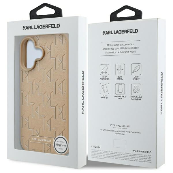 Husa MagSafe pentru Apple iPhone 16, Karl Lagerfeld, Hot Stamp, Bej