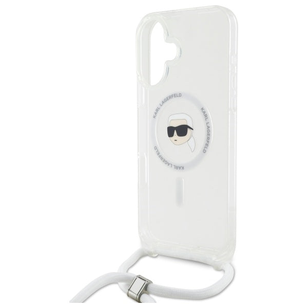 Husa MagSafe pentru Apple iPhone 16, Karl Lagerfeld, IML Crossbody Karl's Head, Transparenta