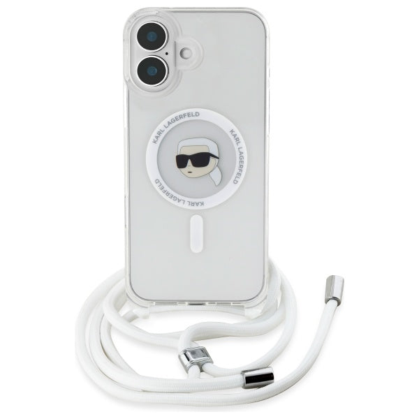 Husa MagSafe pentru Apple iPhone 16, Karl Lagerfeld, IML Crossbody Karl's Head, Transparenta