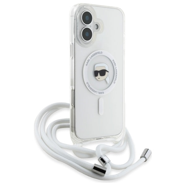 Husa MagSafe pentru Apple iPhone 16, Karl Lagerfeld, IML Crossbody Karl's Head, Transparenta