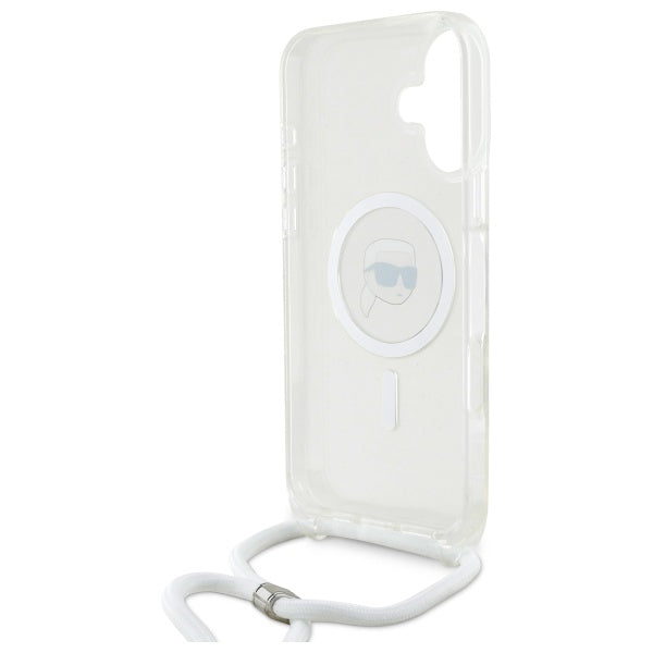 Husa MagSafe pentru Apple iPhone 16, Karl Lagerfeld, IML Crossbody Karl's Head, Transparenta