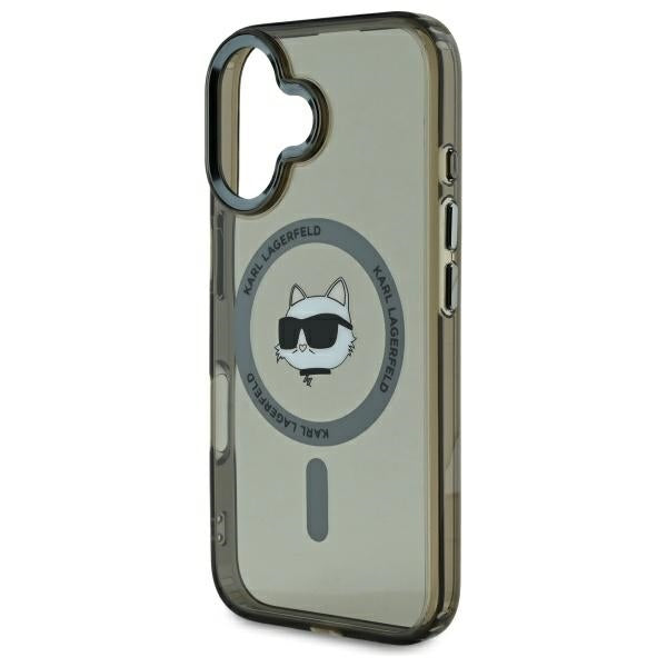 Husa MagSafe pentru Apple iPhone 16, Karl Lagerfeld, IML Metal Choupette's Head, Neagra