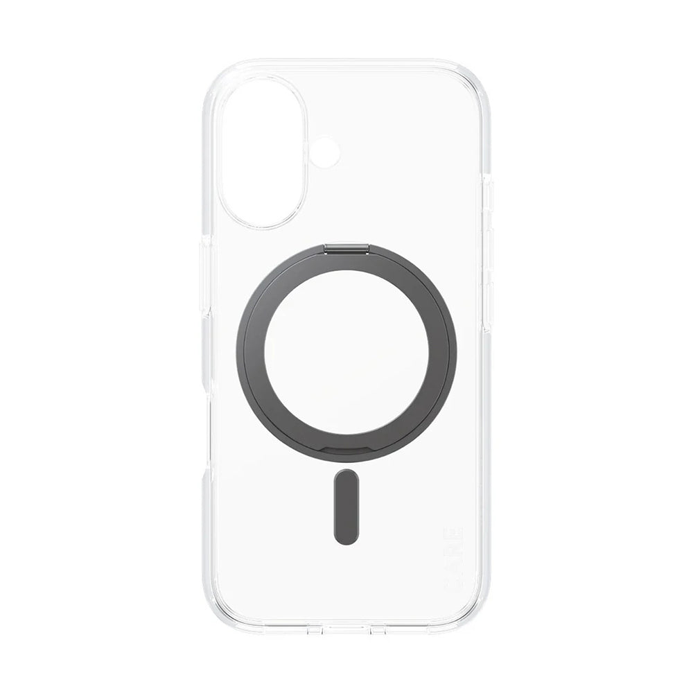 Husa MagSafe pentru Apple iPhone 16, PanzerGlass, Care Feature Kickstand, Transparenta Neagra
