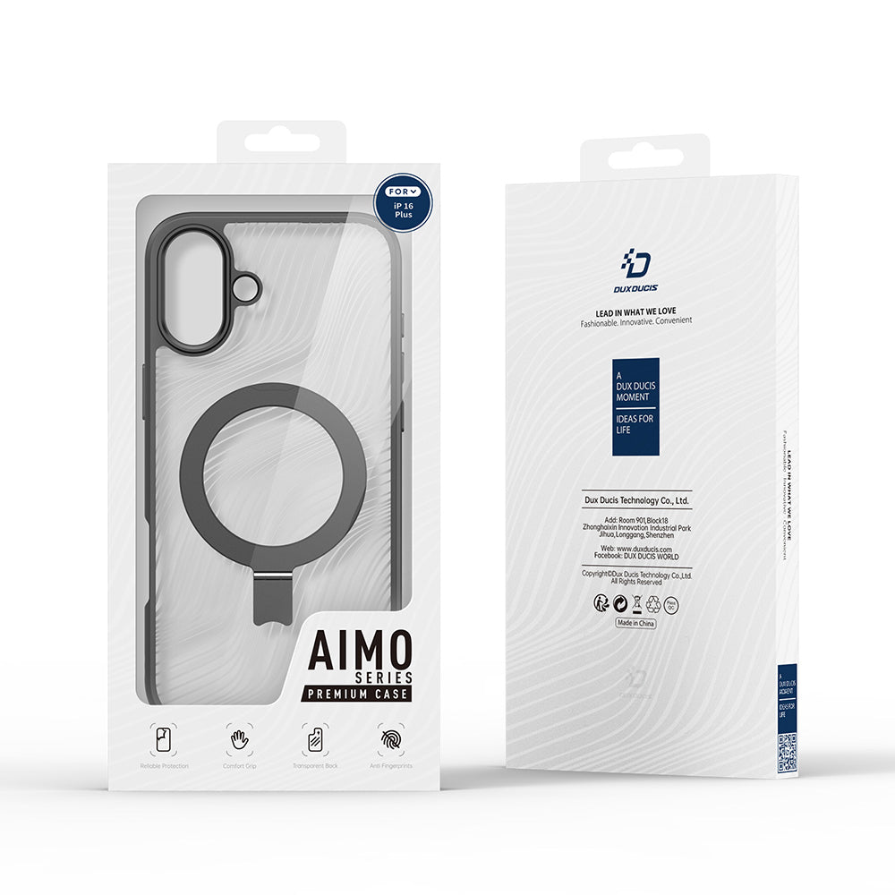 Husa MagSafe pentru Apple iPhone 16 Plus, DUX DUCIS, Aimo Stand, Neagra