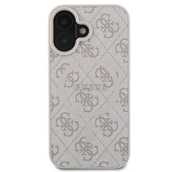 Husa MagSafe pentru Apple iPhone 16 Plus, Guess, 4G Ring Classic Logo, Roz