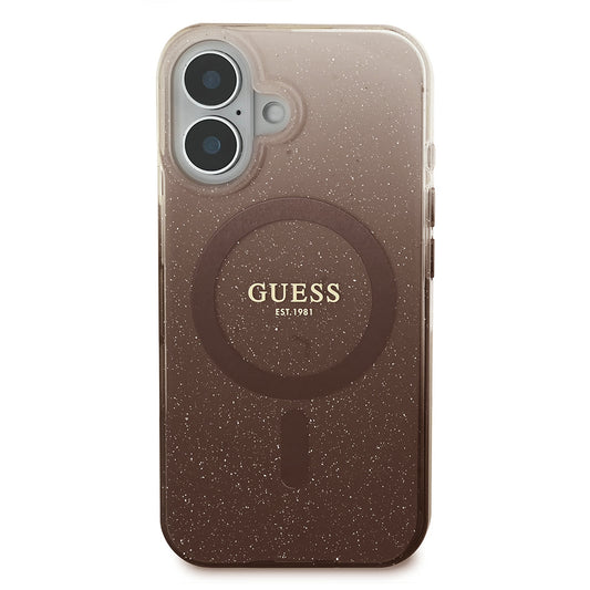 Husa MagSafe pentru Apple iPhone 16 Plus, Guess, IML Glitter Gradient, Maro