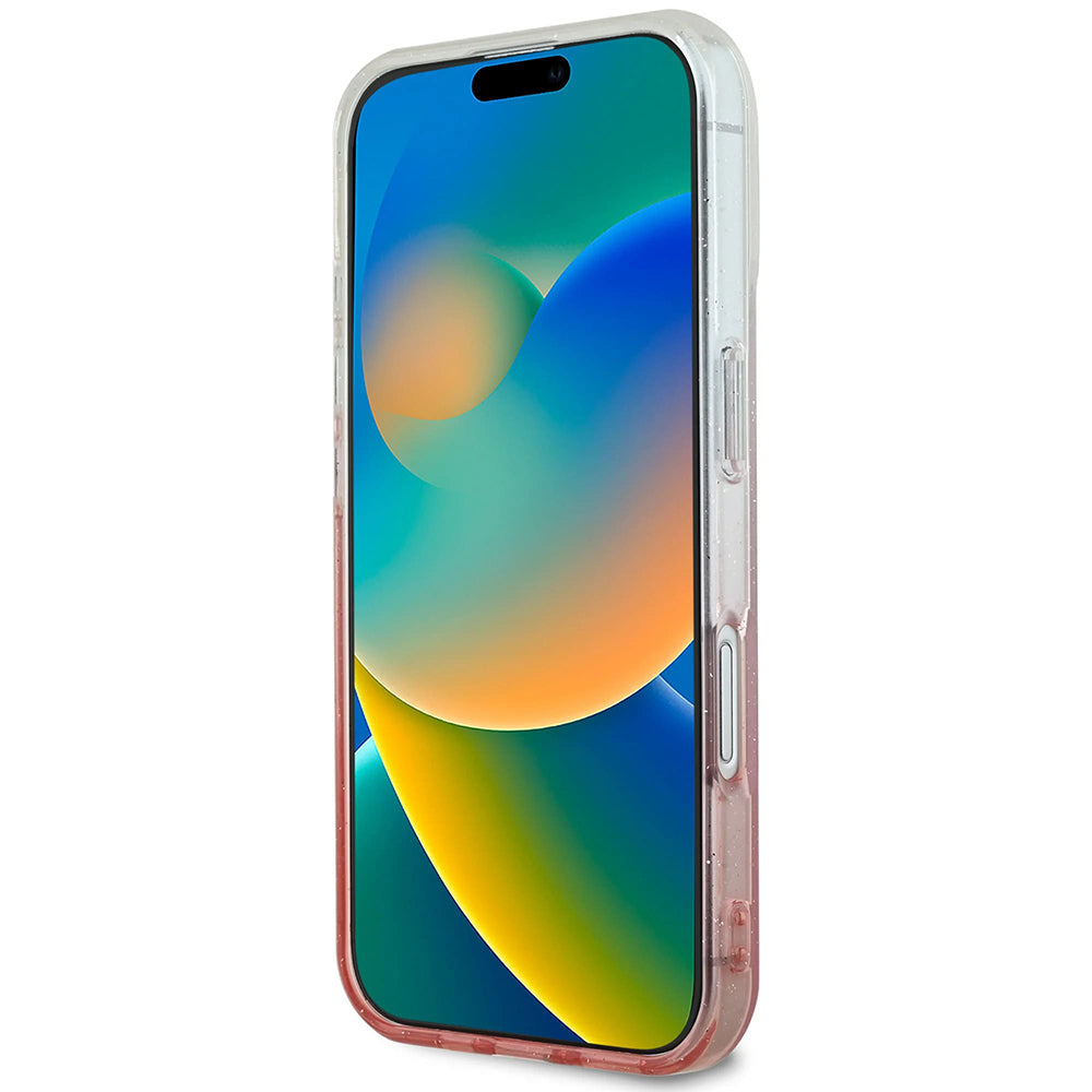 Husa MagSafe pentru Apple iPhone 16 Plus, Guess, IML Glitter Gradient, Roz