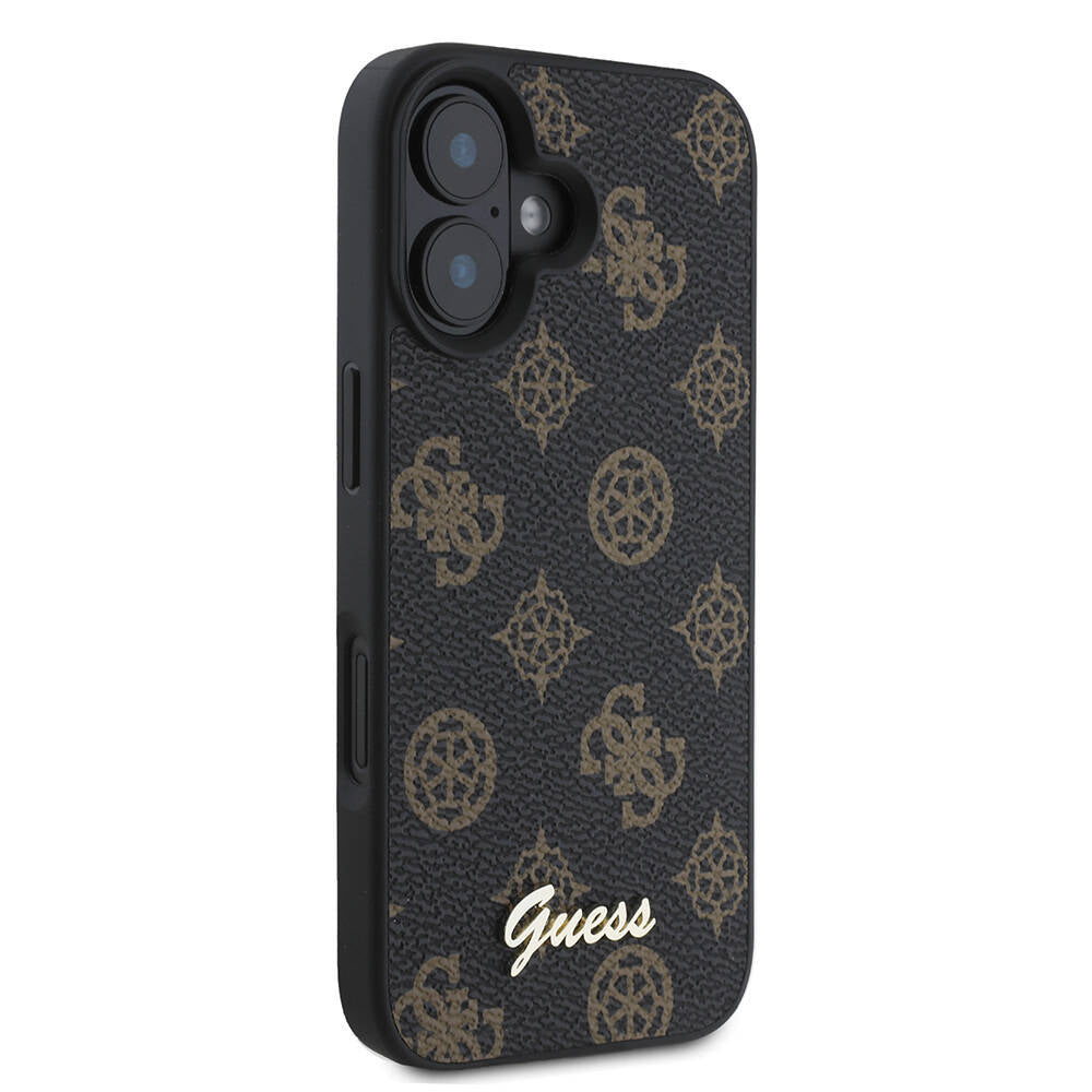 Husa MagSafe pentru Apple iPhone 16 Plus, Guess, Peony Script, Neagra