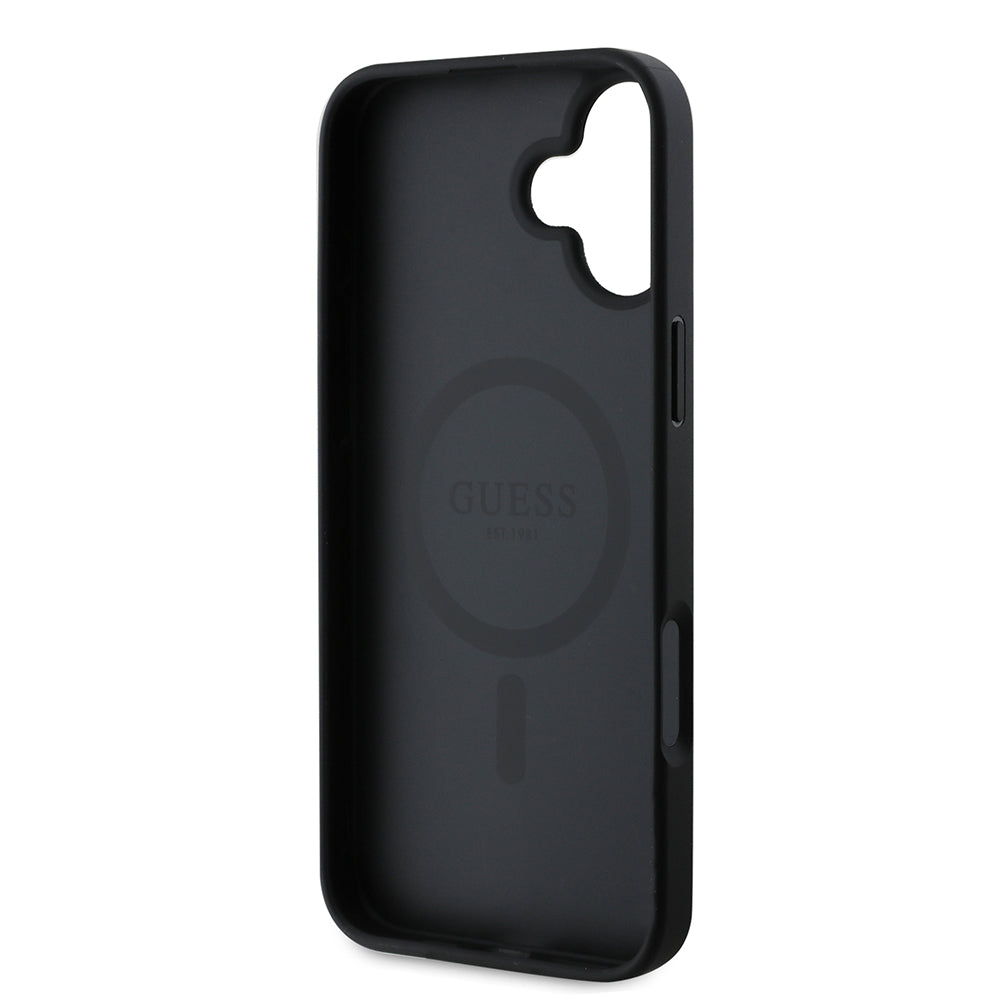 Husa MagSafe pentru Apple iPhone 16 Plus, Guess, Saffiano Classic Logo, Neagra